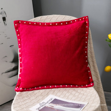 Solid Color Chenille Decorative Pillowcase Cushion Cover for Sofa Throw Pillow Case with 1cm piping edge